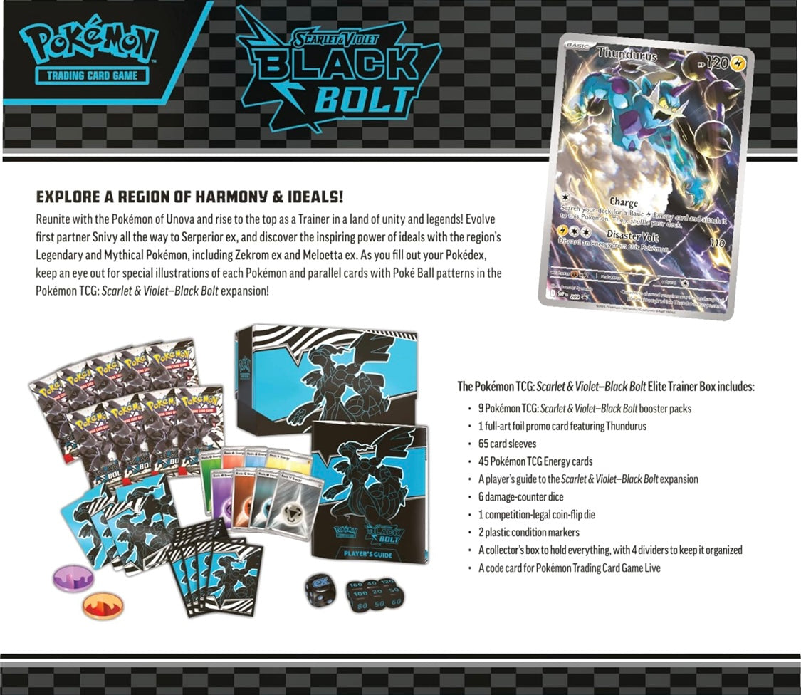 Pokémon TCG: Scarlet & Violet Black bolt Elite Trainer Box en inglés