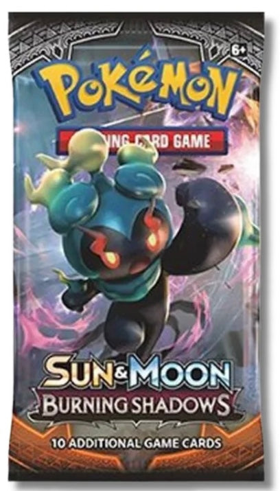 Pokémon Sun & Moon burning shadows booster pack y 5 cartas (inglés)