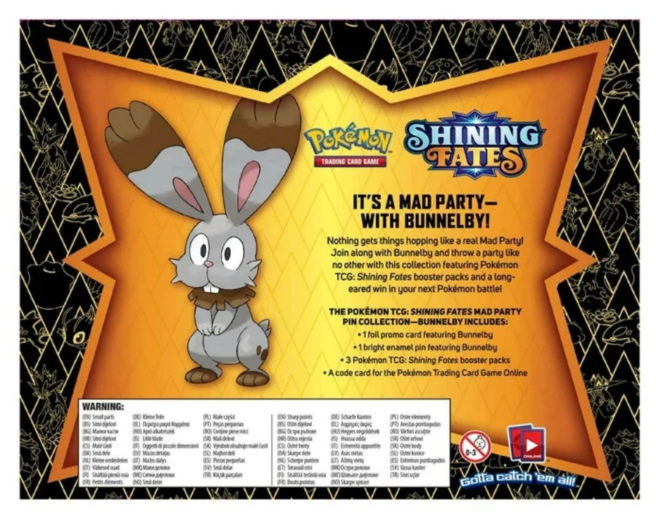 Pokémon TCG: Shining Fates Mad Party Pin Bunnelby Collection Box (inglés)